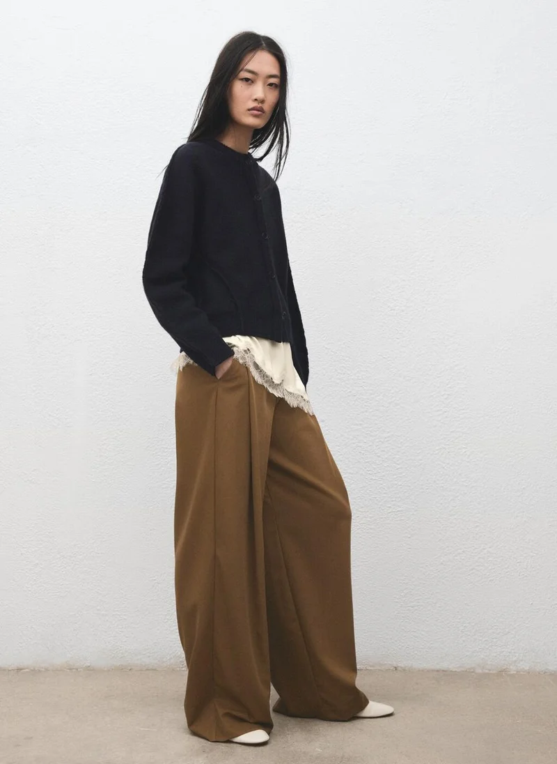 MANGO  Pleated wide leg trousers for Women | Best Price UAE