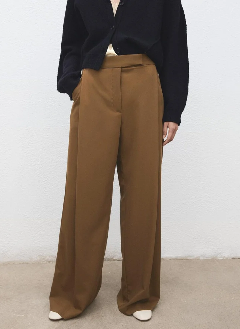 مانجو Pleated wide leg trousers