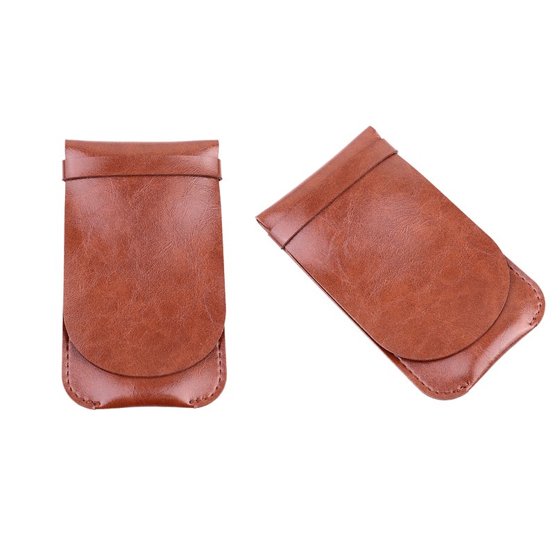 2 pcs Leather Pen Case Holder Handmade Vintage Pouch Leather Pen Protective Sleeve Cover Pen Storage Bag for Home Office School(Coffee) - Image 1