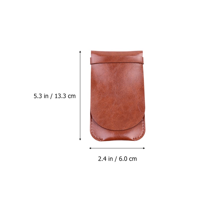 2 pcs Leather Pen Case Holder Handmade Vintage Pouch Leather Pen Protective Sleeve Cover Pen Storage Bag for Home Office School(Coffee) - Image 3