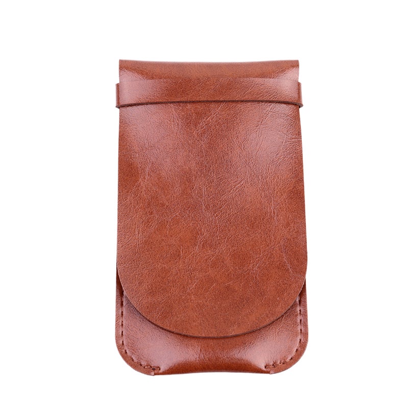 2 pcs Leather Pen Case Holder Handmade Vintage Pouch Leather Pen Protective Sleeve Cover Pen Storage Bag for Home Office School(Coffee) - Image 2