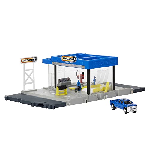 Matchbox Action Drivers Auto Shop Playset with 1 Chevy Silverado Moving Parts  Figures Toy for Kids 3 Years Old  Up - Image 1