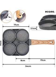 ECARES ECARES® Non-Stick Egg Frying Pan, Four-Cup Medical Stone Egg Pan, Ergonomic Egg Frying Pan, Granite Egg Cooker Pan, Pancake Maker, Suitable Gas Stoves & Induction Cooktops, 100% PFOS & PFOA-Free,Black  - Image 3