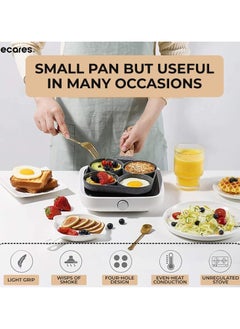 ECARES ECARES® Non-Stick Egg Frying Pan, Four-Cup Medical Stone Egg Pan, Ergonomic Egg Frying Pan, Granite Egg Cooker Pan, Pancake Maker, Suitable Gas Stoves & Induction Cooktops, 100% PFOS & PFOA-Free,Black  - Image 5