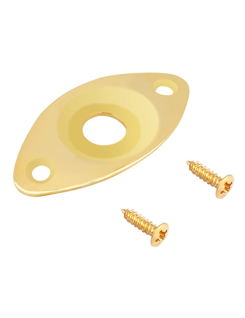 Holmer Guitar Jack Socket Plate Curved Recessed Oval Football Style Output Jack Plate Compatible with Les Paul Ibanez Jackson Guitar or Bass Parts with Screws Gold.(HJ 002-GD) - Image 1