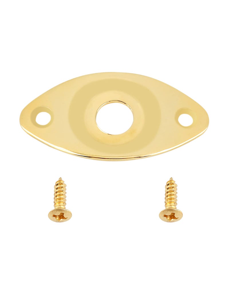 Holmer Guitar Jack Socket Plate Curved Recessed Oval Football Style Output Jack Plate Compatible with Les Paul Ibanez Jackson Guitar or Bass Parts with Screws Gold.(HJ 002-GD) - Image 5