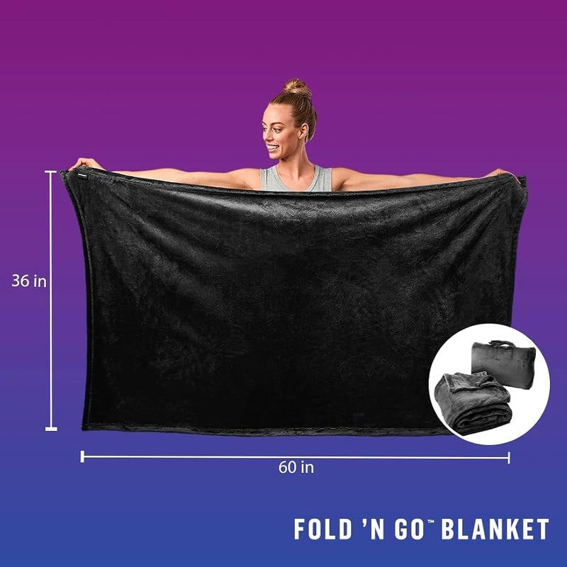 Cabeau Fold ‘N Go Travel and Throw Blanket Plus Compact Case Portable for Home and Travel Doubles As Lumbar Pillow and Neck Support Pillow French Microfiber Comfort Charcoal Black, Blfg2092 - Image 2