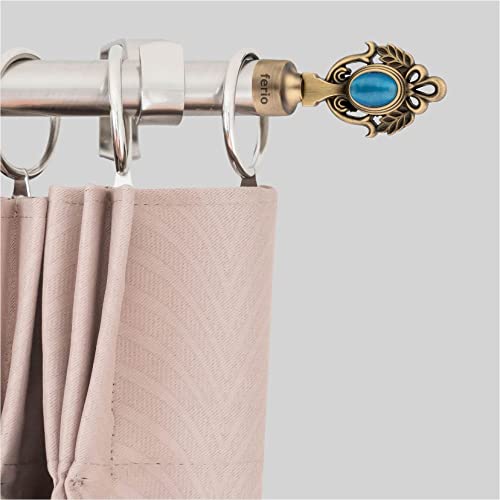 FERIO Antique Brass Zinc Alloy and Diamond Rajwadi Design Curtain Bracket Holder and Curtain Finials for Door and Windows Fitting 1 Inch Rod (Curtain Support 2 Pcs and Curtain Finial 2 Pcs) - Image 4