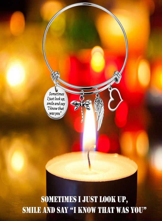 PLITI Memorial Gift Sometimes I Just Look Up Smile and Say I Know That was You Dragonfly Inspirational Bracelet (Dragonfly Sometimes bg) - Image 3
