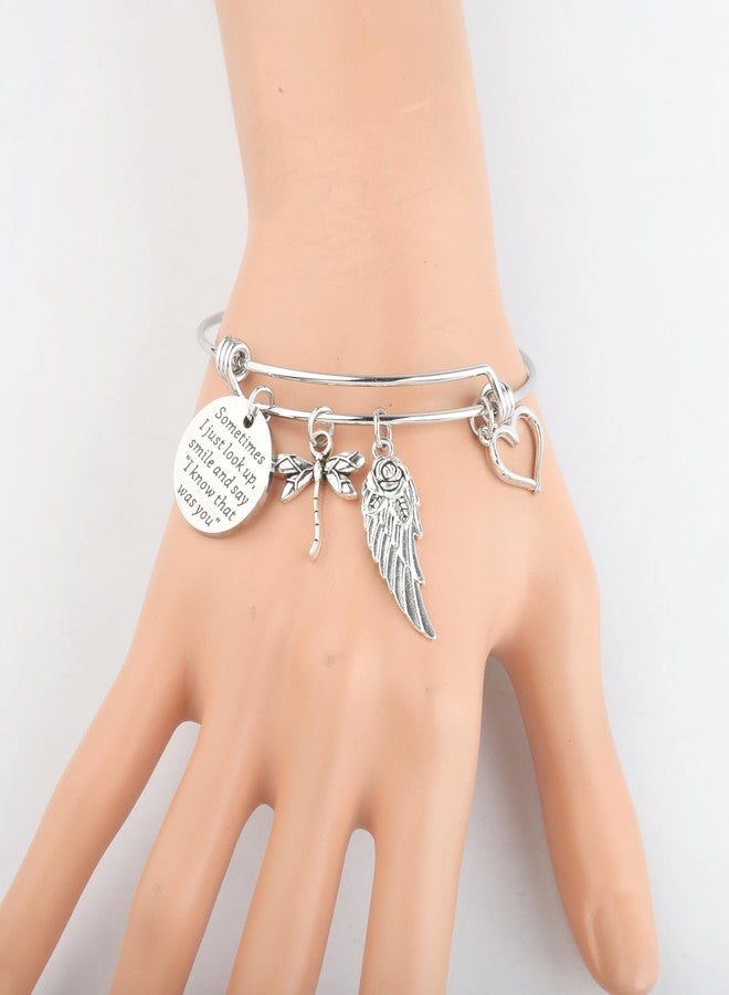 PLITI Memorial Gift Sometimes I Just Look Up Smile and Say I Know That was You Dragonfly Inspirational Bracelet (Dragonfly Sometimes bg) - Image 4