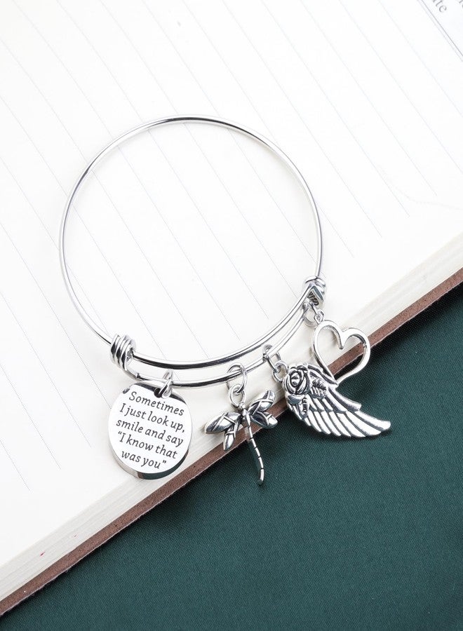 PLITI Memorial Gift Sometimes I Just Look Up Smile and Say I Know That was You Dragonfly Inspirational Bracelet (Dragonfly Sometimes bg) - Image 5