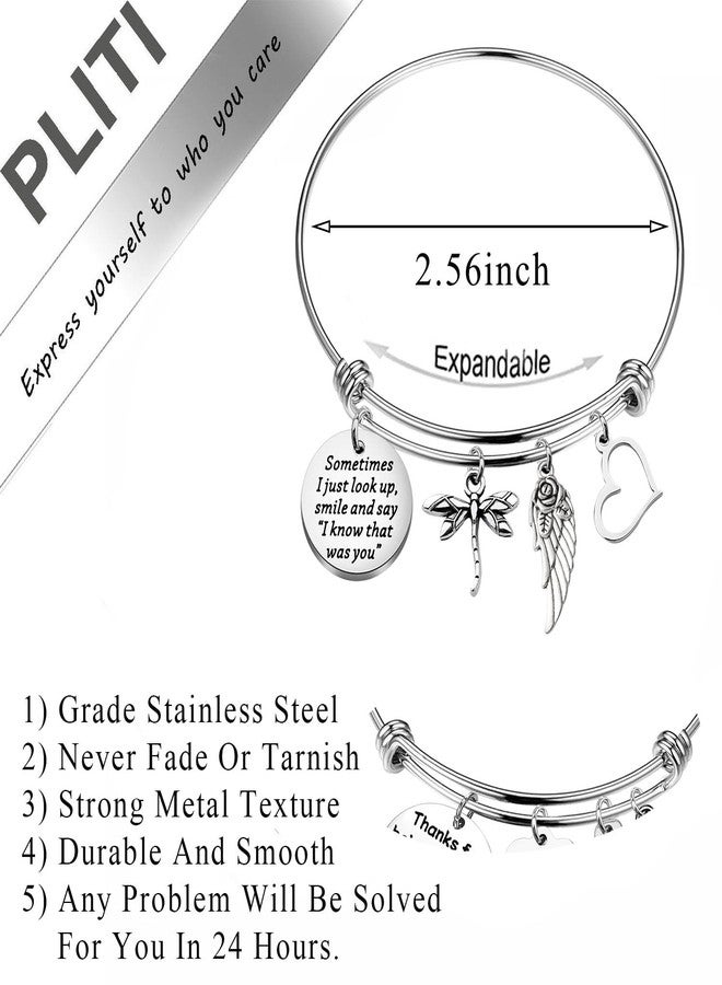 PLITI Memorial Gift Sometimes I Just Look Up Smile and Say I Know That was You Dragonfly Inspirational Bracelet (Dragonfly Sometimes bg) - Image 2