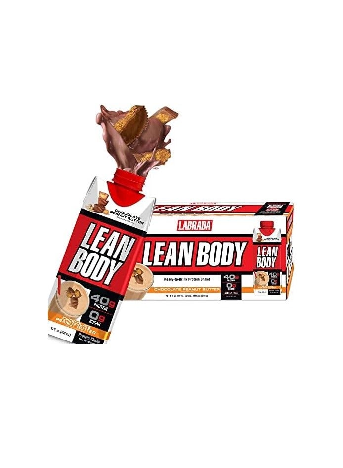 LABRADA Lean Body Ready To Drink Protein Shake- Chocolate Peanut Butter - Pack of 12 - Image 2