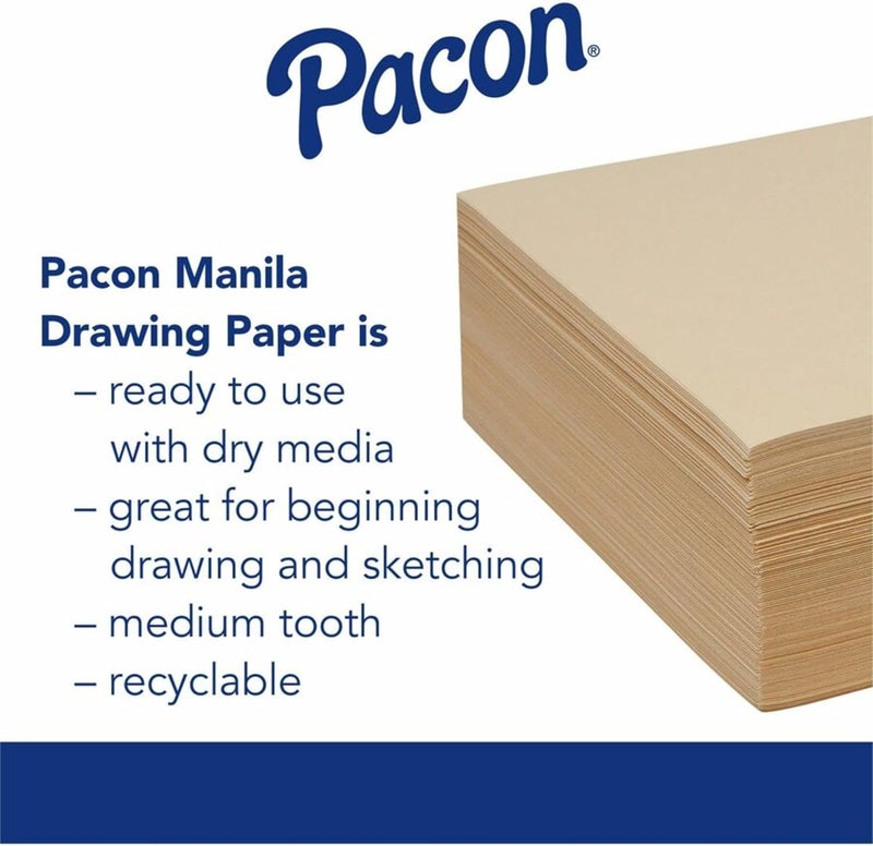 Pacon Cream Manila Drawing Paper, 50 lb Cover Weight, 12 x 18, Cream Manila, 500/Pack - Image 3