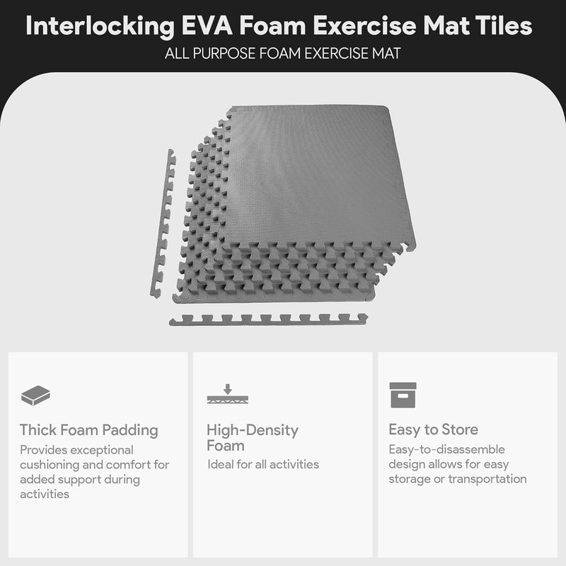 بالانس فورم بلاطات أرضية إسفنجية متشابكة من EVA لسجادة تمارين BalanceFrom Puzzle Exercise Mat بسماكة 1/2 بوصة للصالة الرياضية المنزلية، سجادة لمعدات التمارين المنزلية، وسادة أرضية للأطفال، رمادي، 24 بوصة × 24 بوصة × 1/2 بوصة، 24 قدمًا مربعًا - 6 بلاطات | بلاطات للصالة الرياضية المنزلية، سجادة لمعدات التمارين المنزلية، وسادة أرضية للأطفال، رمادي، 24 بوصة × 24 بوصة × 1/2 بوصة، 24 قدمًا مربعًا - 6 بلاطات - Image 2