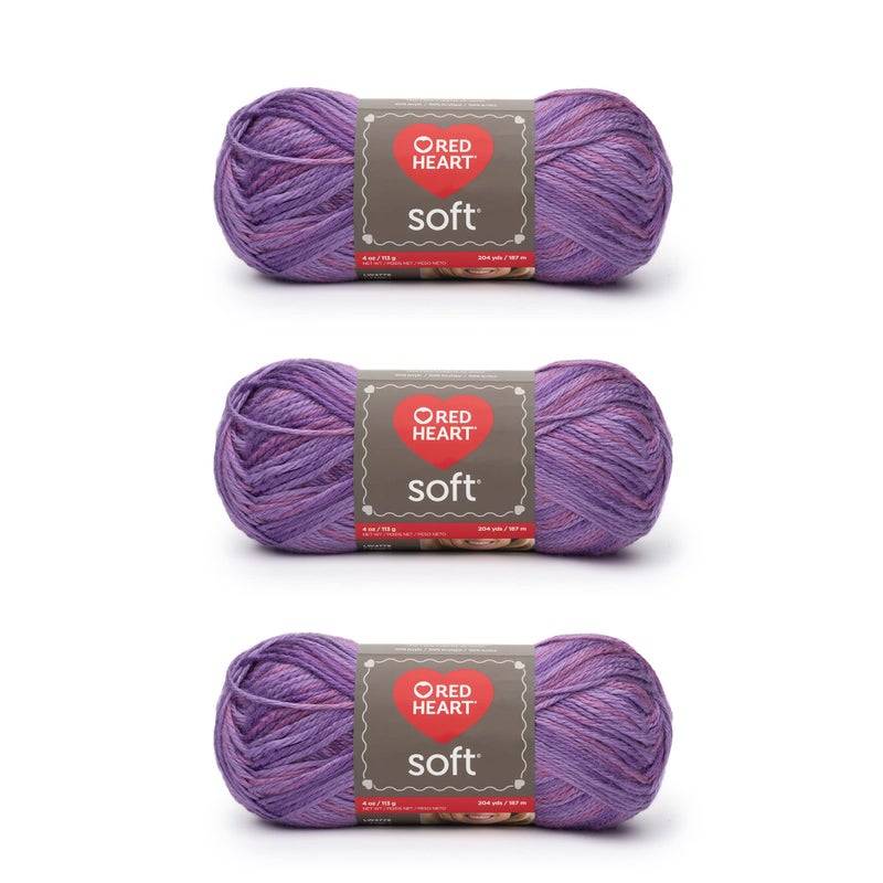 Red Heart Soft Plumy Yarn - 3 Pack of 113g/4oz - Acrylic - 4 Medium (Worsted) - 256 Yards - Knitting/Crochet - Image 1