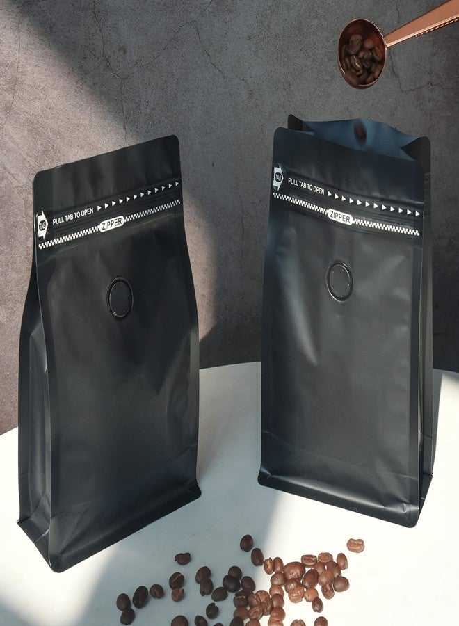 felipack 50 Count ¾ LB Black Color Foil Coffee Bags - High Barrier Aluminum Foil - Flat Bottom Coffee Pouches with Degassing Valve, Food Storage Bags with Rsealable Zipper & Easy Open Tape (Pack of 50, - Image 4