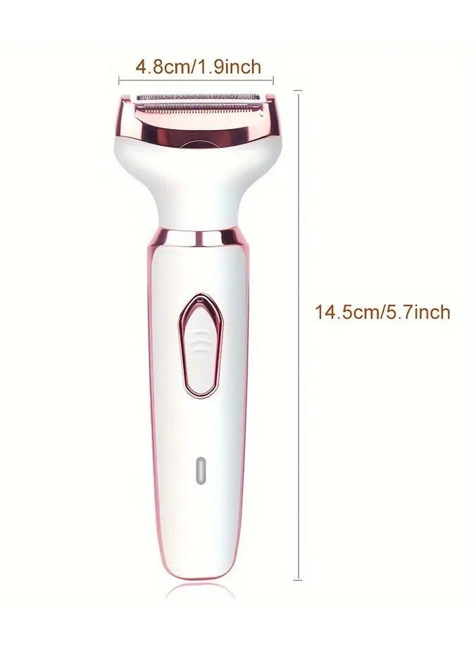 أوريتي 4 في 1 ماكينة حلاقة كهربائية للنساء، ماكينة حلاقة كهربائية للنساء، مزيل الشعر للوجه والساقين والأنف والإبط، مشذبة بيكيني محمولة مبللة وجافة لإزالة الشعر اللاسلكية مع رأس قابل للفصل ، أبيض - Image 3