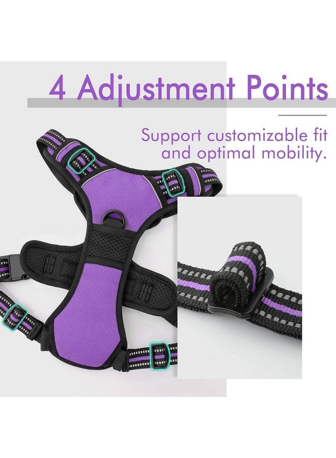 رابيتجو حزام كلاب من rabbitgoo، حزام لا يسحب للحيوانات الأليفة مع مشبكين للمقود، سترة ناعمة مبطنة قابلة للتعديل للكلاب، سترة أكسفورد عاكسة لا تخنق الحيوانات الأليفة مع مقبض تحكم سهل للكلاب متوسطة الحجم، أرجواني، مقاس M - Image 4