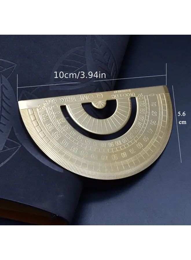 1pc Copper Geometric Protractor 360 Degree Angle Measurement Tool For Drawing Crafting - Image 2