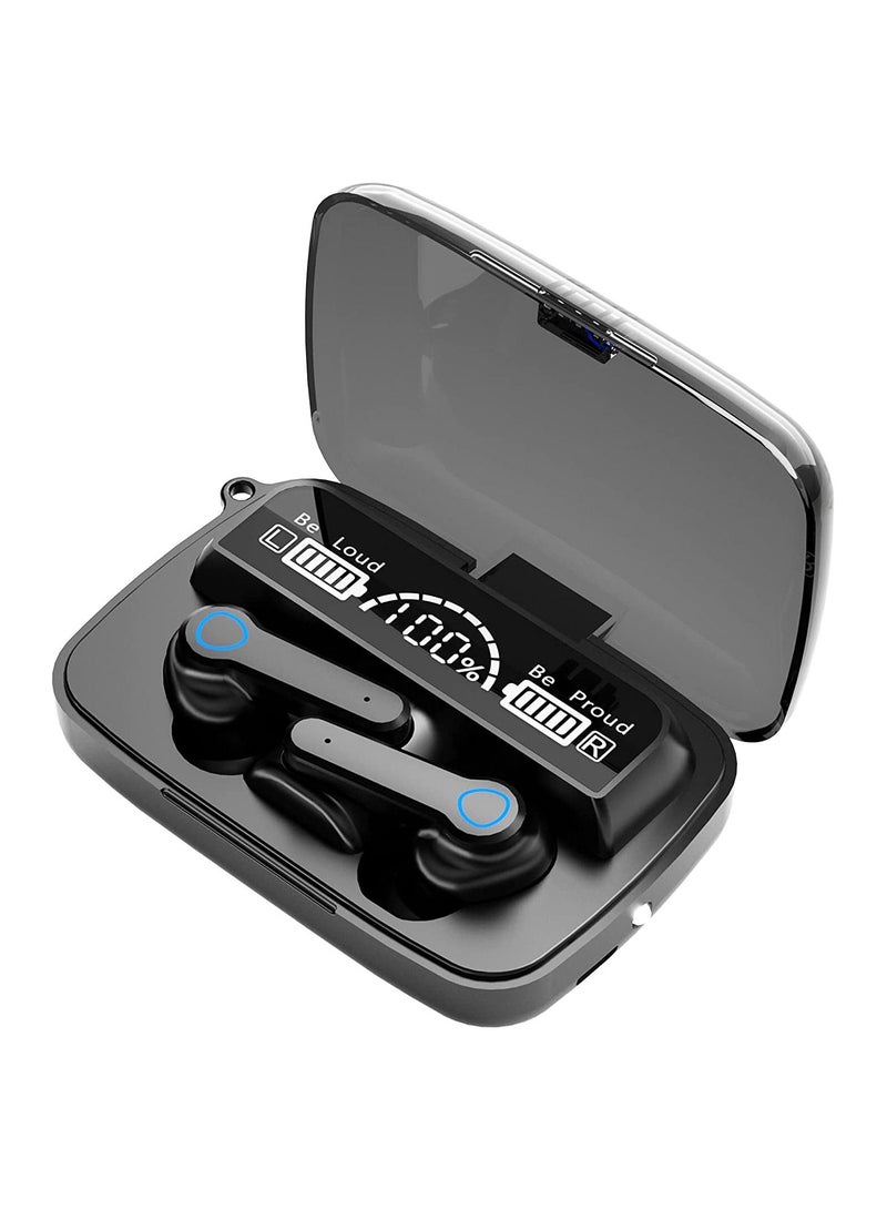 NIBEMINENT Wireless Bluetooth Headphones Noise Canceling Bass Compression Sports Gaming Headphones with Mic LED Power Display Smart Touch Black  - Image 1