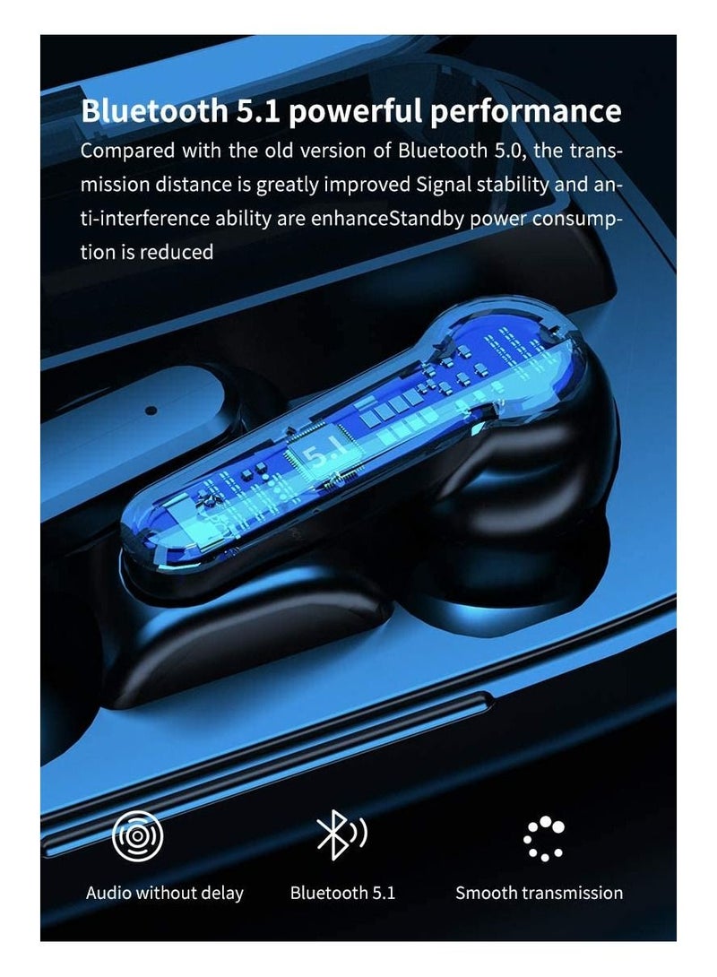 NIBEMINENT Wireless Bluetooth Headphones Noise Canceling Bass Compression Sports Gaming Headphones with Mic LED Power Display Smart Touch Black  - Image 4