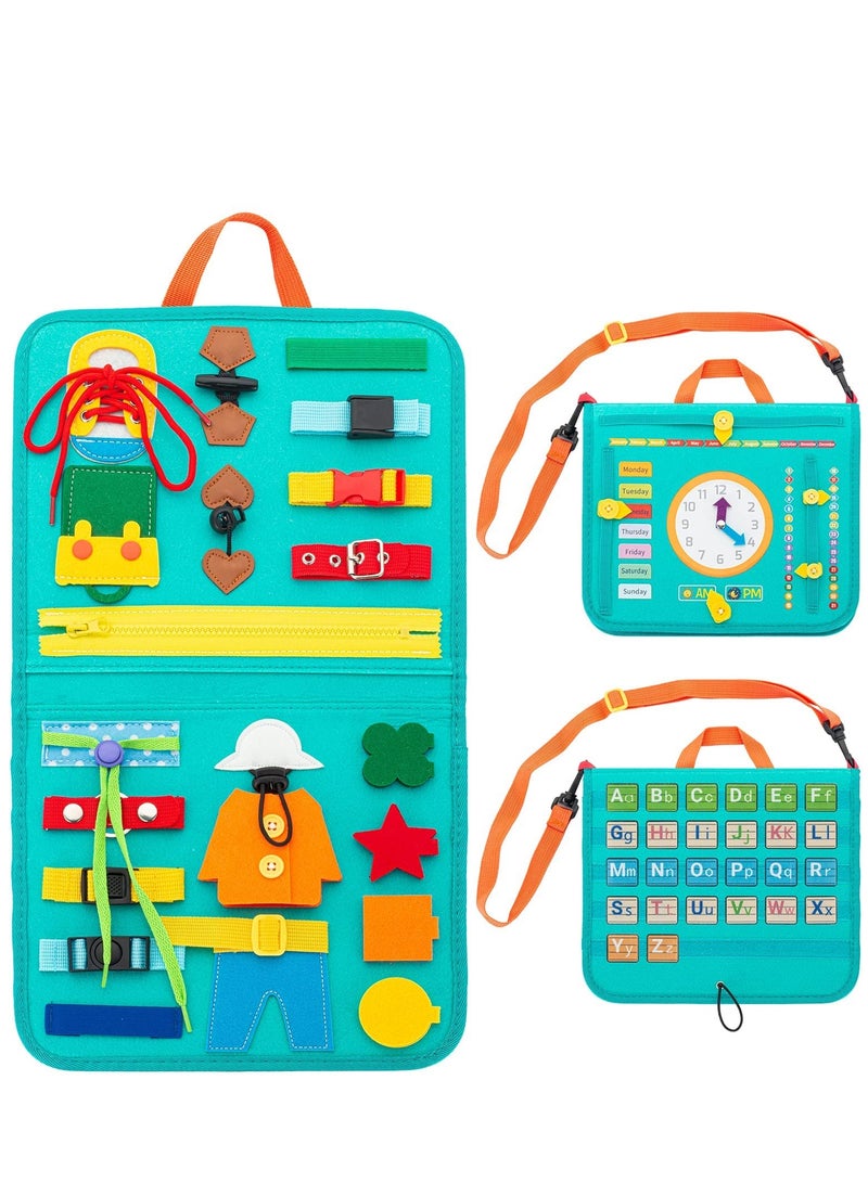 SOLARAE Busy Board DIY Portable Felt Dressing Buckle Learning Board Early Learning Sensory Educational Toys for 1 2 3 4 Years Old Boys and Girls Preschoolers - Image 1