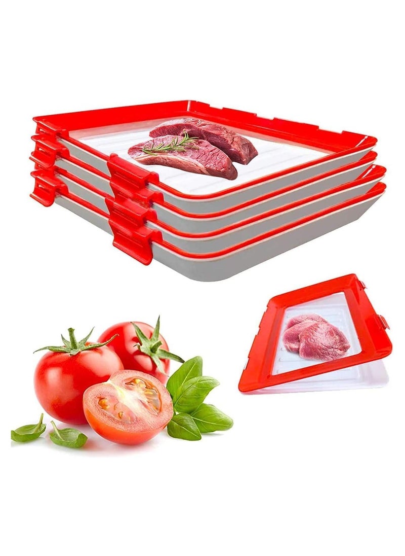 Generic Stackable Food Preservation Trays with Clear Plastic Lid, Dishwasher and Freezer Safe Trays Reusable Food Storage Trays for Vegetables, Fruits, Meat (1)  - Image 1