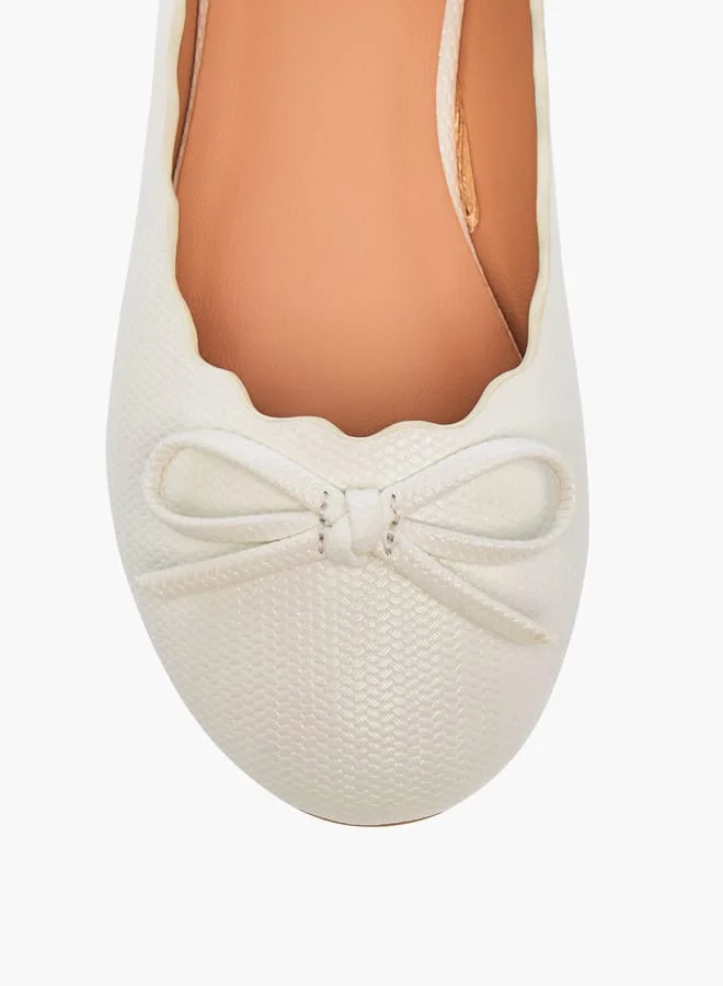 Little Missy WHITE Girls Bow Embellished Slip-On Ballerina Shoes for Women | Best Price UAE