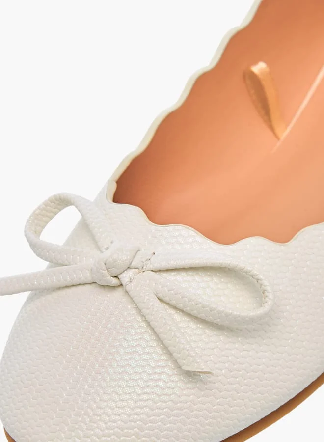 Little Missy WHITE Girls Bow Embellished Slip-On Ballerina Shoes for Women | Best Price UAE