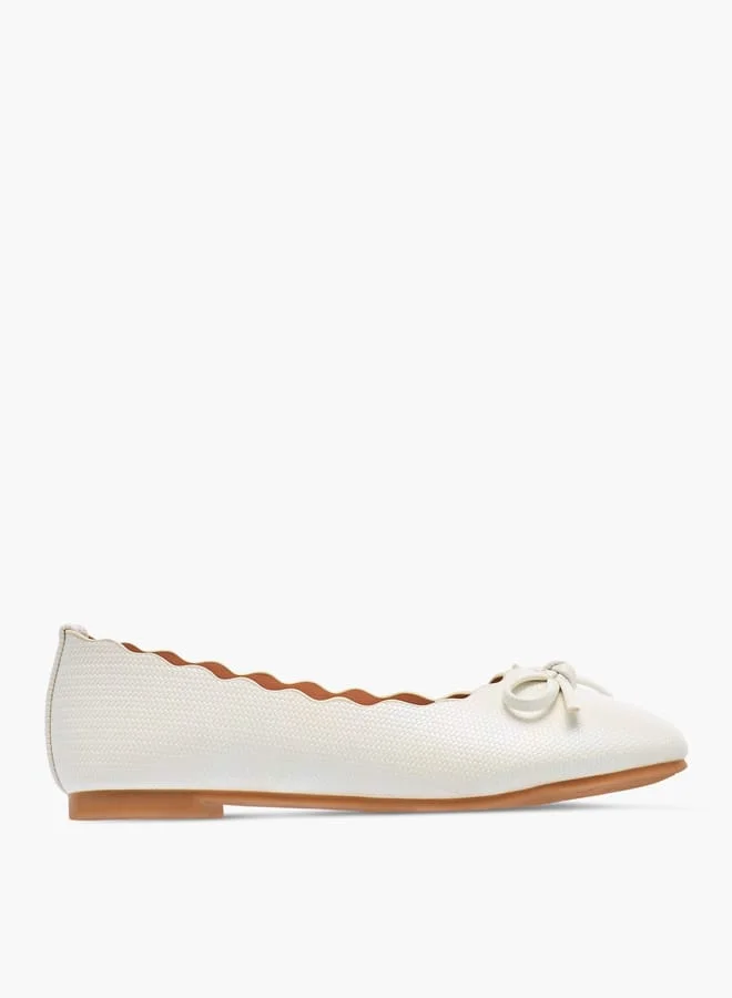 Little Missy WHITE Girls Bow Embellished Slip-On Ballerina Shoes for Women | Best Price UAE