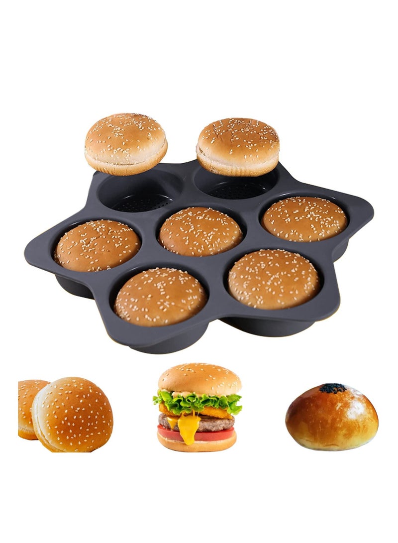 Household Silicone Hamburger Bun Mold 7 Cavity Loaf Pan Non-Stick Baking Pan Tool Silicone American Hamburger Grill - Image 1