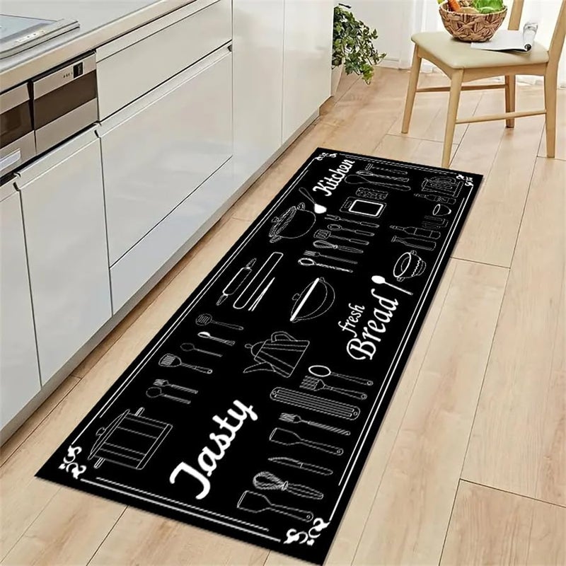 Home-Cloud HomeCloud Rubber Anti Fatigue Kitchen Rug Sets 2 Piece Non Slip Kitchen Mats for Floor Cushioned Kitchen Rugs and Mats Waterproof Comfort Standing Mat Runner for Kitchen (Fresh_Bread_Black) - Image 2
