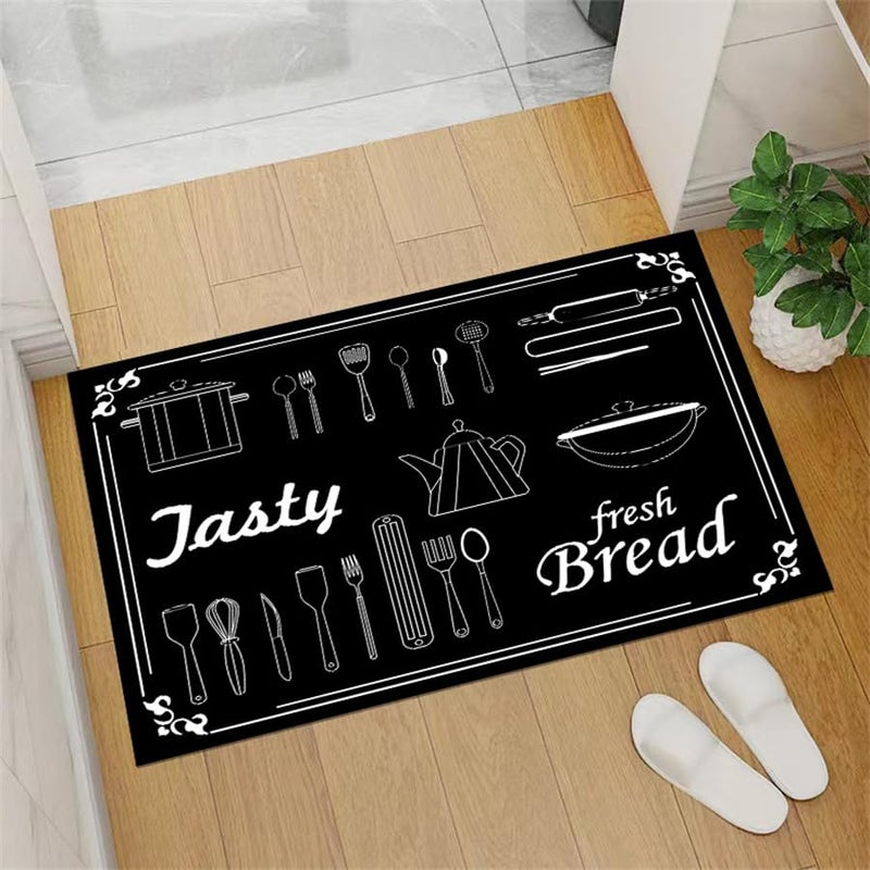 Home-Cloud HomeCloud Rubber Anti Fatigue Kitchen Rug Sets 2 Piece Non Slip Kitchen Mats for Floor Cushioned Kitchen Rugs and Mats Waterproof Comfort Standing Mat Runner for Kitchen (Fresh_Bread_Black) - Image 3