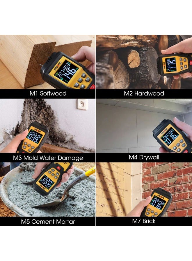 PREXISO Wood Moisture Meter - 7 IN 1Digital Moisture Meter for Firewood, Woodworking, Walls, Home, Drywall, Paper, Floor - Moisture Reader, Pin-Type Water Leak Detector, Damp r, Dampness Meter - Image 5