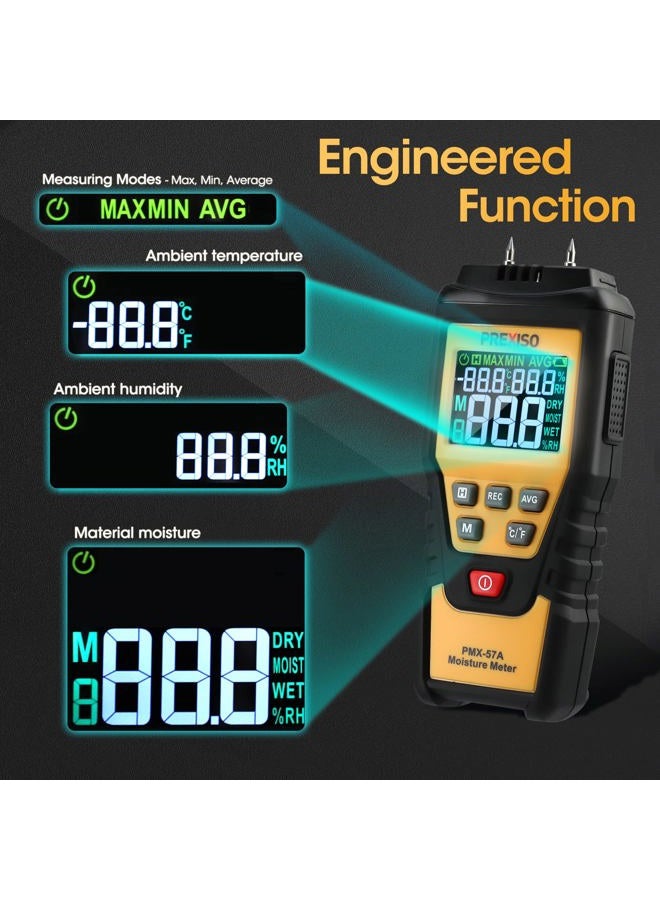 PREXISO Wood Moisture Meter - 7 IN 1Digital Moisture Meter for Firewood, Woodworking, Walls, Home, Drywall, Paper, Floor - Moisture Reader, Pin-Type Water Leak Detector, Damp r, Dampness Meter - Image 3