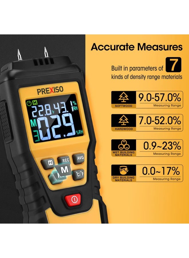 PREXISO Wood Moisture Meter - 7 IN 1Digital Moisture Meter for Firewood, Woodworking, Walls, Home, Drywall, Paper, Floor - Moisture Reader, Pin-Type Water Leak Detector, Damp r, Dampness Meter - Image 4