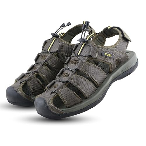 FUEL Comando Men’s Fisherman Sandals – Comfortable, Breathable & Flexible Outdoor Sandals with Protective Toe, Anti-Skid Sole – Stylish Casual Beach & Sports Footwear (Olive-11UK) - Image 4