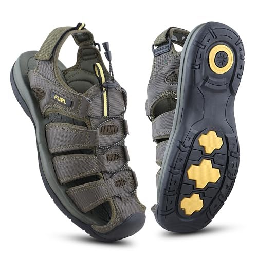 FUEL Comando Men’s Fisherman Sandals – Comfortable, Breathable & Flexible Outdoor Sandals with Protective Toe, Anti-Skid Sole – Stylish Casual Beach & Sports Footwear (Olive-11UK) - Image 1