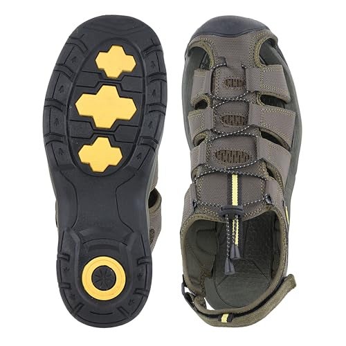 FUEL Comando Men’s Fisherman Sandals – Comfortable, Breathable & Flexible Outdoor Sandals with Protective Toe, Anti-Skid Sole – Stylish Casual Beach & Sports Footwear (Olive-11UK) - Image 5