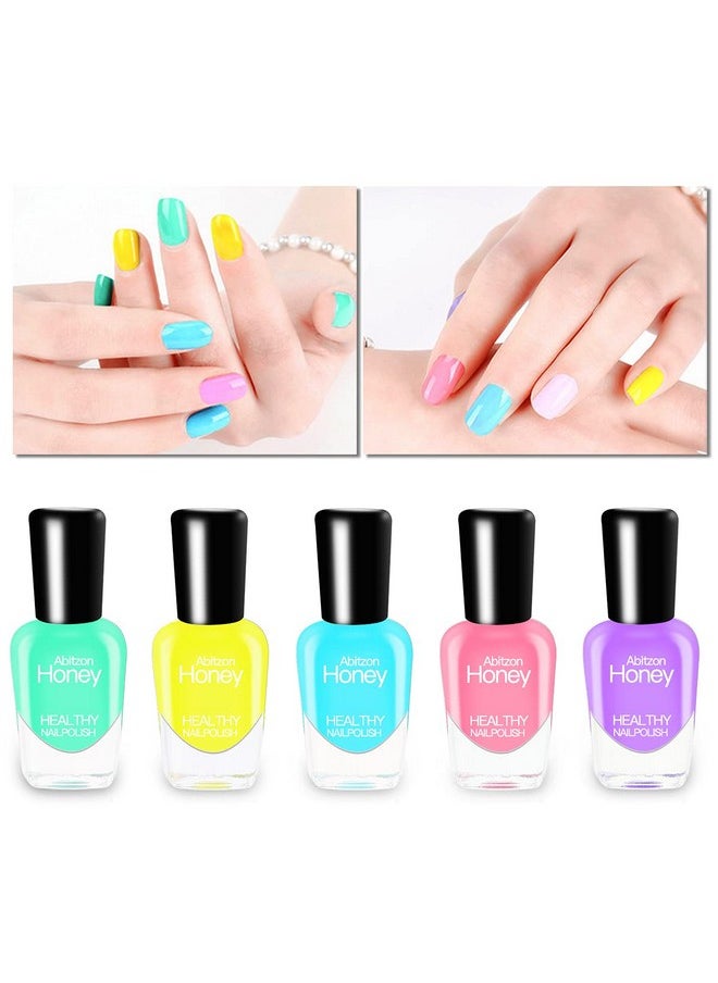 Abitzon - New Nail Polish Set (10 Bottles) Nontoxic Ecofriendly Easy Peel Off & Quick Dry Water Based Nail Polish - Image 1
