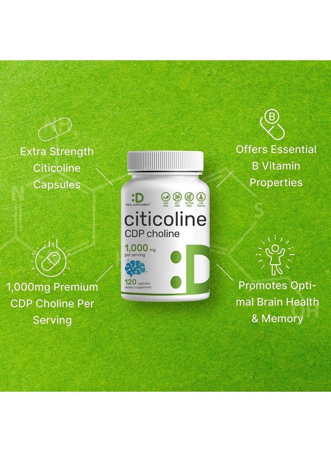 ملحق الصفقة مكمل غذائي DEAL SUPPLEMENT Citicoline CDP Choline، 1000 ملغ لكل حصة، 120 كبسولة - مكملات كولين فائقة القوة - خصائص فيتامين ب المنشط للذهن - يعزز صحة الدماغ والذاكرة والتركيز - غير معدل وراثيًا - Image 4