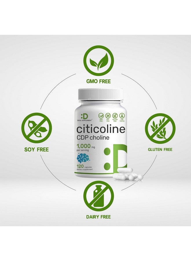 ملحق الصفقة مكمل غذائي DEAL SUPPLEMENT Citicoline CDP Choline، 1000 ملغ لكل حصة، 120 كبسولة - مكملات كولين فائقة القوة - خصائص فيتامين ب المنشط للذهن - يعزز صحة الدماغ والذاكرة والتركيز - غير معدل وراثيًا - Image 3