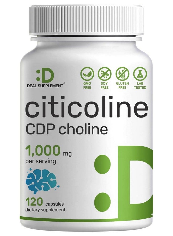 ملحق الصفقة مكمل غذائي DEAL SUPPLEMENT Citicoline CDP Choline، 1000 ملغ لكل حصة، 120 كبسولة - مكملات كولين فائقة القوة - خصائص فيتامين ب المنشط للذهن - يعزز صحة الدماغ والذاكرة والتركيز - غير معدل وراثيًا - Image 1