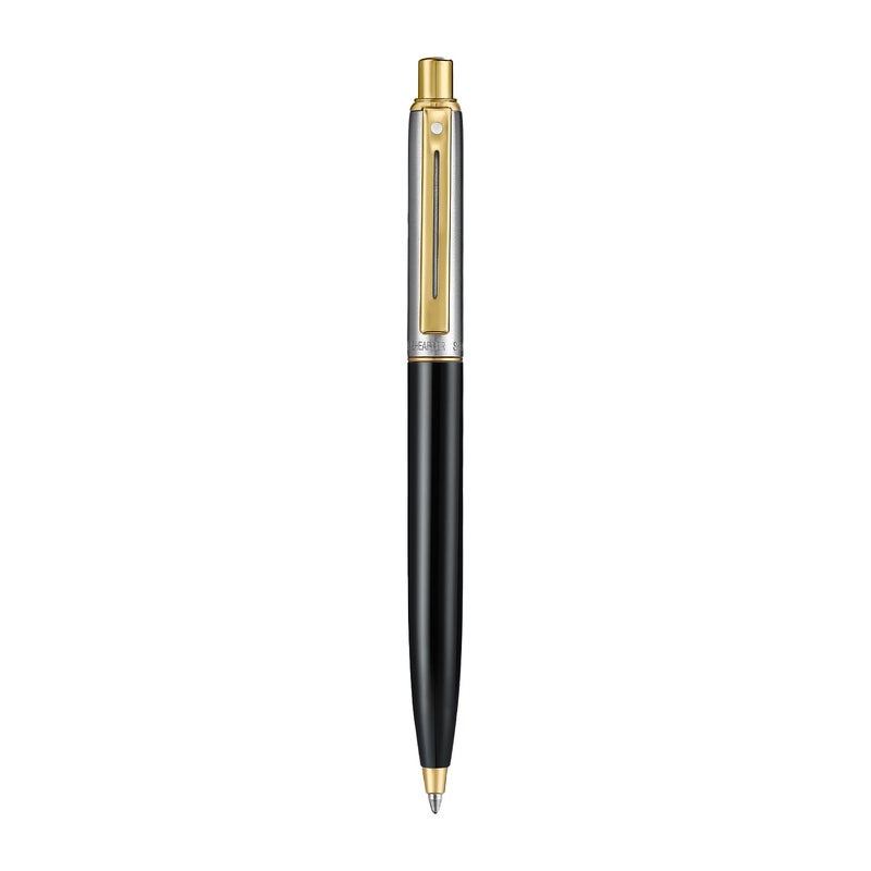 SHEAFFER قلم حبر جاف ببرميل أسود لامع وغطاء كروم مصقول من سنتينل ميتال 335 مع تفاصيل مطلية بالذهب - Image 4