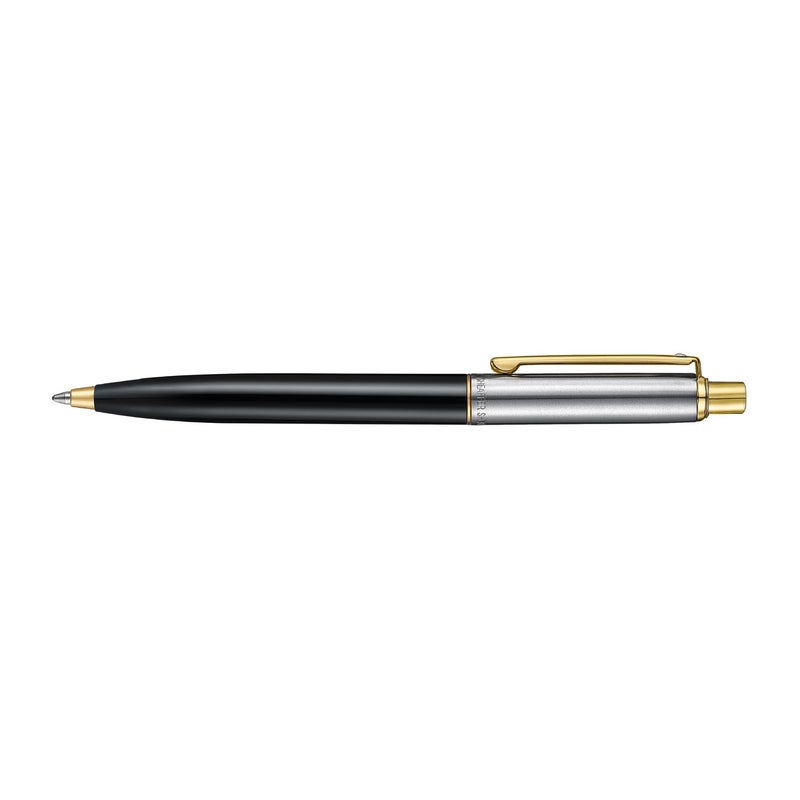 SHEAFFER قلم حبر جاف ببرميل أسود لامع وغطاء كروم مصقول من سنتينل ميتال 335 مع تفاصيل مطلية بالذهب - Image 3