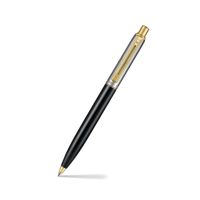 SHEAFFER قلم حبر جاف ببرميل أسود لامع وغطاء كروم مصقول من سنتينل ميتال 335 مع تفاصيل مطلية بالذهب - Image 1