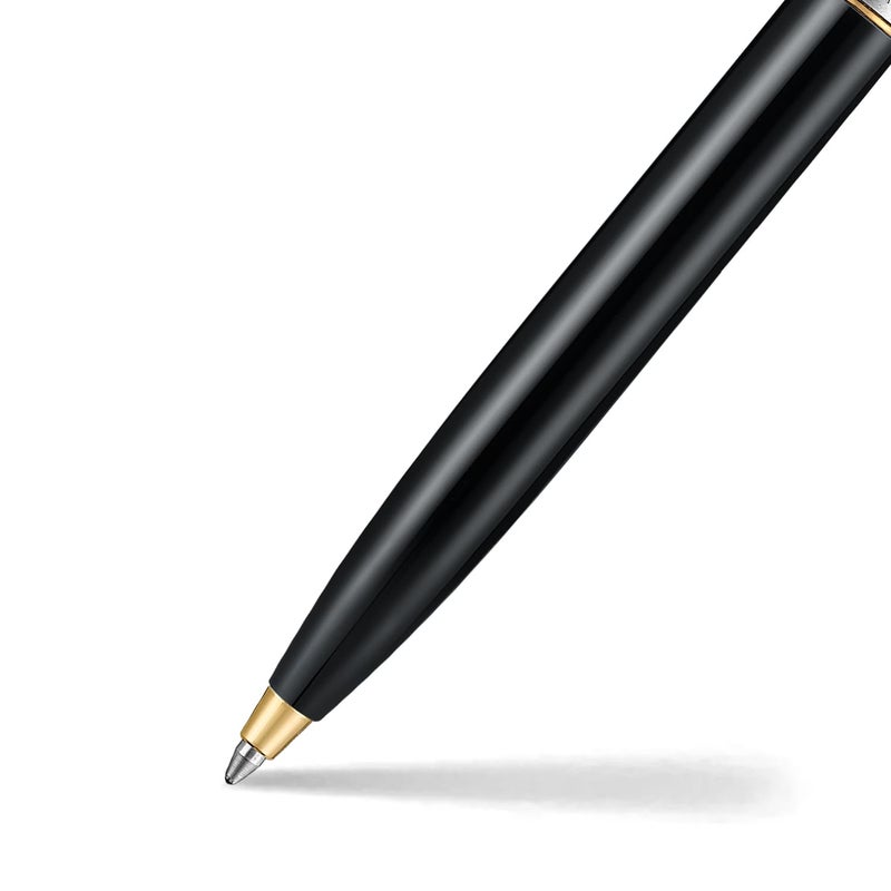 SHEAFFER قلم حبر جاف ببرميل أسود لامع وغطاء كروم مصقول من سنتينل ميتال 335 مع تفاصيل مطلية بالذهب - Image 5