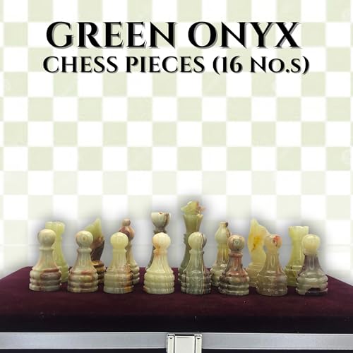 OceanicX Handcrafted Premium Marble Chess Pieces Set  Elegant 32Piece Replacement for 1215 Inch Chess Boards Storage Box White and Green - Image 5
