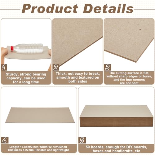 Lewtemi 50 Pcs Book Board, Binders Board Chipboard Designer Bookboard Kraft Heavy Duty Chipboard Sheets Bookbinding Supplies for Book Binding Cover (Gray,5 x 7 Inch, 50 PT) - Image 4